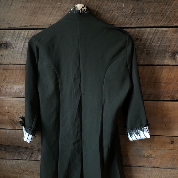 Open Front Blazer w Crochet Lace Trim in Olive - Picture 11 of 11